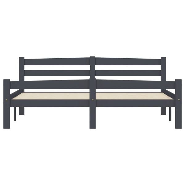 vidaXL sengestel 160x200 cm massivt fyrretræ mørkegrå