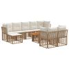 vidaXL Havesofa S&aelig;t 10 stk. Naturlig og Creme Hvid polyrattan