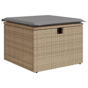 vidaXL haveskammel med hynde 55x55x37 cm polyrattan beige