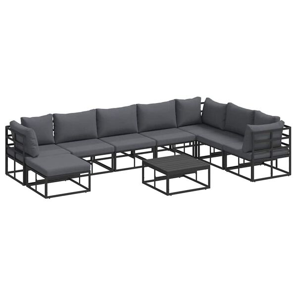 vidaXL Havesofa S&aelig;t med pude Sort Aluminium