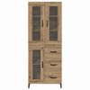 vidaXL Highboard Artisan Egetr&aelig; 69,5 x 34 x 180 cm Konstrueret tr&aelig;