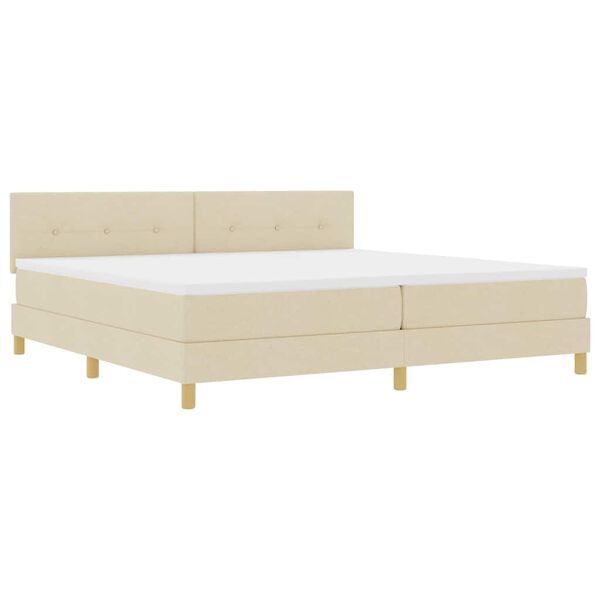 vidaXL Box spring seng med pude med hovedg&aelig;rde Creme 200 x 200 cm Stof