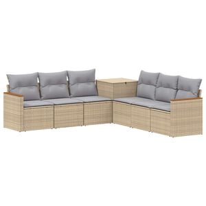 vidaXL Sofa S&aelig;t 7 stk. Beige og lys gr&aring; Poly Rattan og St&aring;l