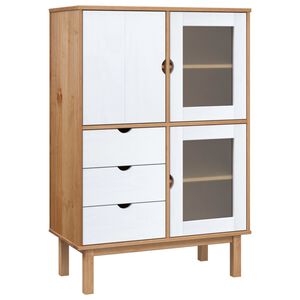 vidaXL h&oslash;jskab OTTA 85x43x125 cm massivt fyrretr&aelig; brun og hvid