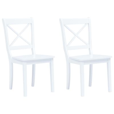 vidaXL spisebordsstole 2 stk. massivt gummitræ hvid