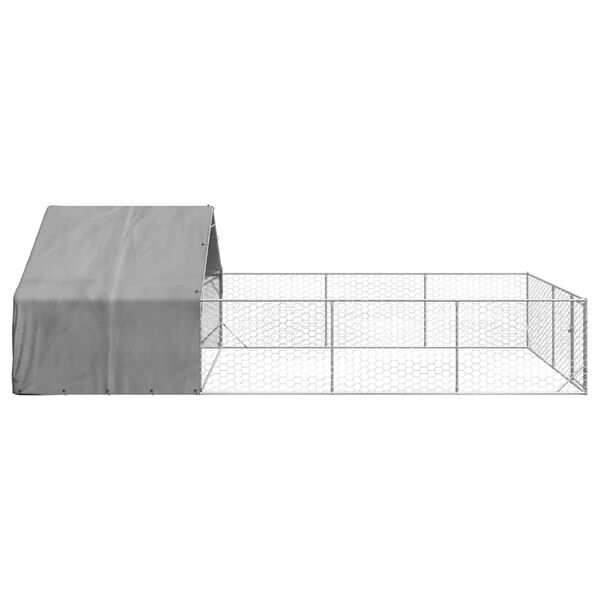 vidaXL Udend&oslash;rs hundeg&aring;rd med l&oslash;beg&aring;rd 7x3x1,9 m Galvaniseret st&aring;l