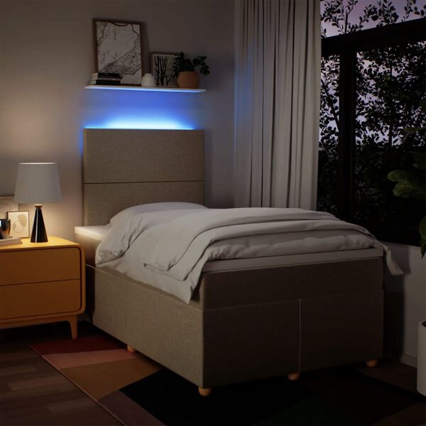 vidaXL kontinentalseng med madras 120x190 cm stof cremefarvet