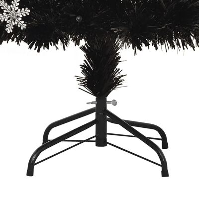 vidaXL juletræ med LED-snefnug 150 cm fiberoptik sort