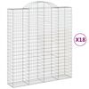 vidaXL buede gabionkurve 18 stk. 200x50x220/240 cm galvaniseret jern