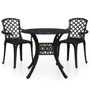 vidaXL bistros&aelig;t 3 dele st&oslash;bt aluminium sort