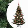 vidaXL Kunstigt juletr&aelig; med julekugle 120 cm 150 LED'er Varm hvid