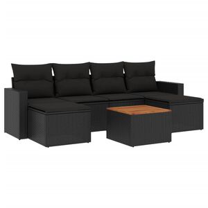 vidaXL sofas&aelig;t til haven 7 dele med hynder polyrattan sort