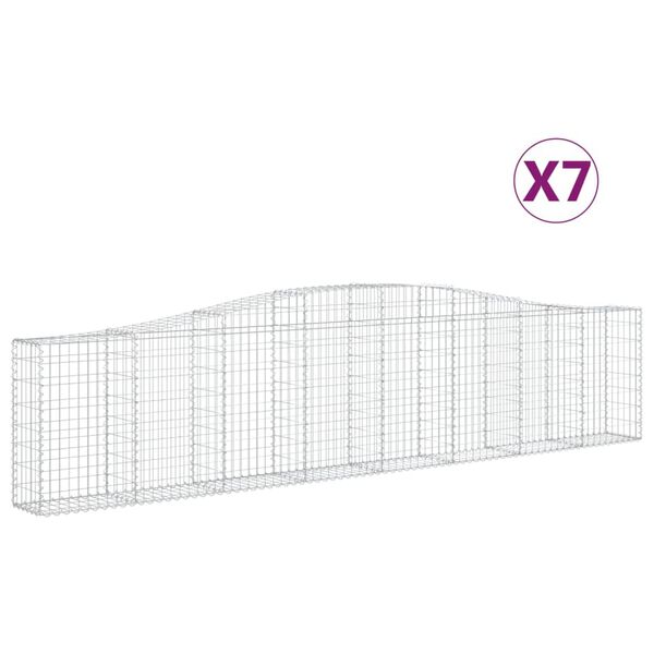 vidaXL buede gabionkurve 7 stk. 400x30x80/100 cm galvaniseret jern