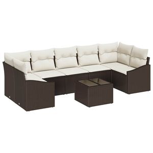 vidaXL Sofa S&aelig;t med pude Brun og Creme 55 x 55 x 37 cm polyrattan