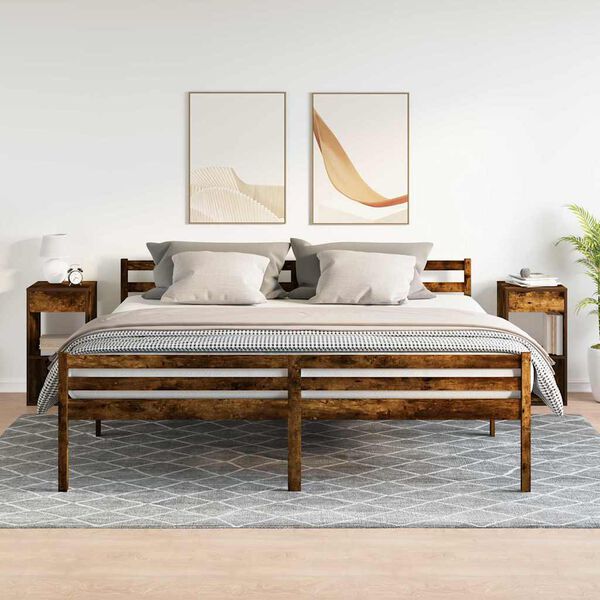 vidaXL sengeborde med skuffe 2 stk. 35x34x66,5 cm r&oslash;get egetr&aelig;sfarve