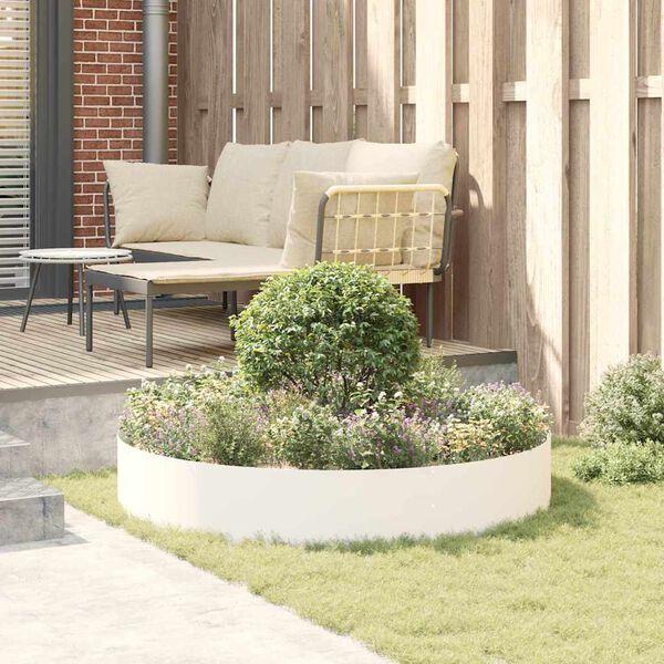 vidaXL Plante ring Hvid 120 x 120 x 20 cm Koldvalset st&aring;l