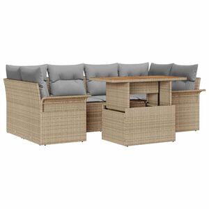 vidaXL Havesofa S&aelig;t med opbevaring 7 pcs Beige Poly rattan