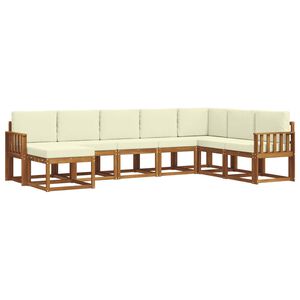 vidaXL Udend&oslash;rs sofagruppe med pude 8 pcs Naturlig og Fl&oslash;de