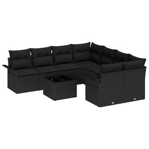 vidaXL Havesofa S&aelig;t 9 pcs Sort Poly rattan