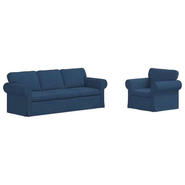 vidaXL Sofa 2 pcs Bl&aring; 215 x 82 x 80 cm Stof
