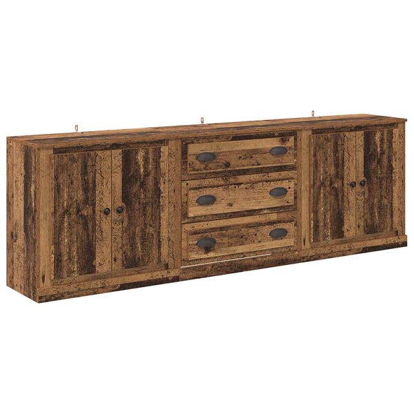 vidaXL Sideboards med skuffe 3 pcs Gammelt tr&aelig; 210 x 35,5 x 67,5 cm