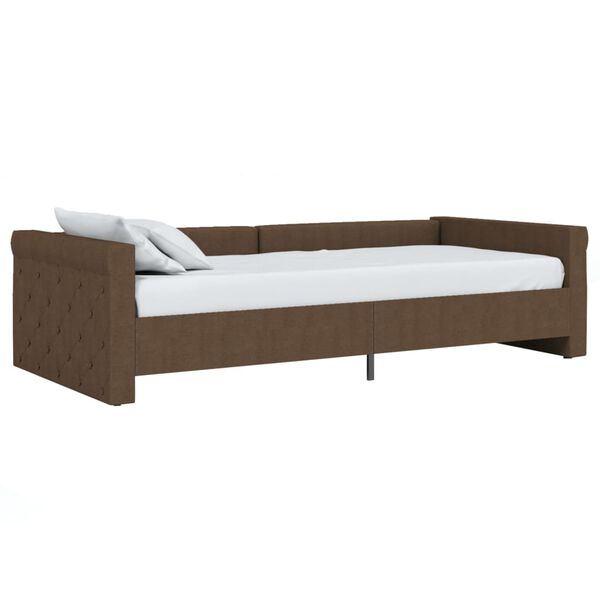 vidaXL daybed med madras og USB 90x200 cm stof m&oslash;rkebrun