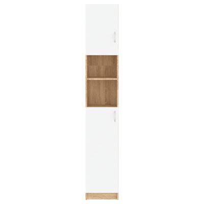 vidaXL badeværelsesskab 32x25,5x190 cm konstrueret træ hvid sonoma-eg