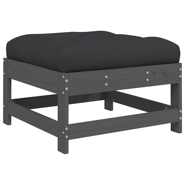 vidaXL udend&oslash;rs fodskammel med hynde massivt fyrretr&aelig; gr&aring;