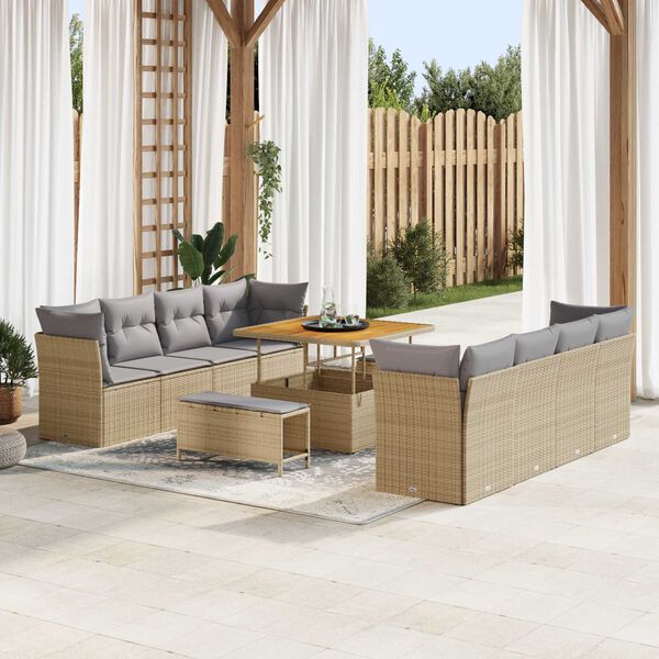 vidaXL Havesofa Sæt 11 pcs Beige polyrattan