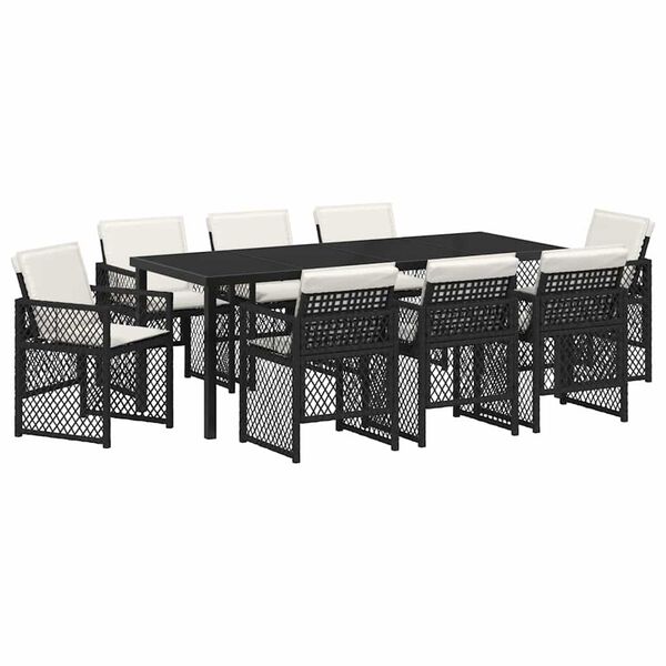vidaXL Have Spisebordss&aelig;t 9 pcs Sort polyrattan
