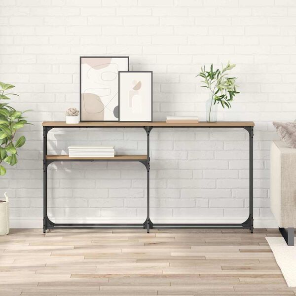 vidaXL Konsolbord Artisan Egetr&aelig; 145 x 22,5 x 75 cm Konstrueret tr&aelig;