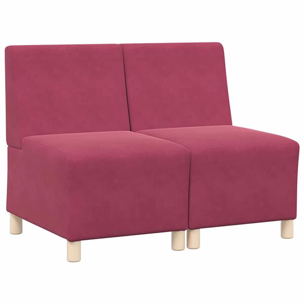 vidaXL Modulsofa enhed uden arme 2 pcs Vinrød 55 x 74 x 82 cm Fløjl
