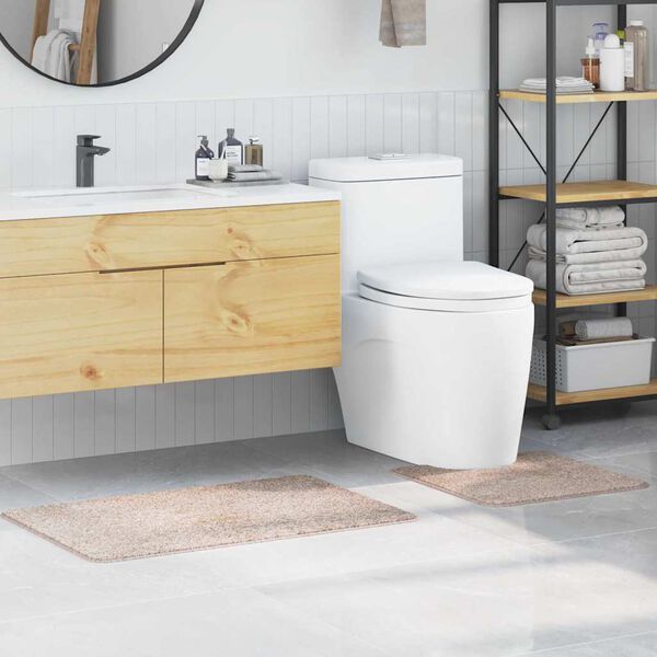 vidaXL Anti-skid badev&aelig;gs m&aring;ttes&aelig;t 2 pcs Creme PP