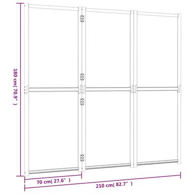 vidaXL 3-panels rumdeler 210x180 cm sort