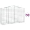 vidaXL buede gabionkurve 20 stk. 200x50x120/140 cm galvaniseret jern