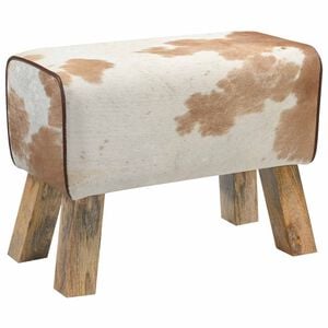 vidaXL b&aelig;nk 60 x 30 x 45 cm &AElig;gte L&aelig;der Brun og hvid