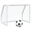 vidaXL fodboldm&aring;l 2 stk. 64x35x48 cm med bold til b&oslash;rn metal hvid