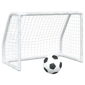 vidaXL fodboldm&aring;l 2 stk. 64x35x48 cm med bold til b&oslash;rn metal hvid