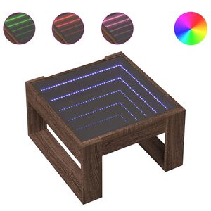 vidaXL sofabord med Infinity LED-lys 50x53x30 cm brun egetr&aelig;sfarve