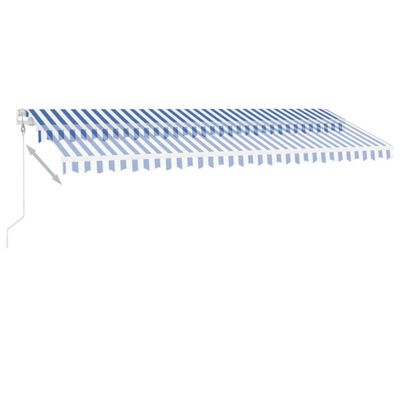 vidaXL markise m. LED+vindsensor 500x300 cm automatisk blå og hvid