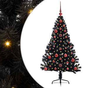 vidaXL Kunstig Forbelyst Juletr&aelig; med 150 LED'er Sort 120 cm PVC
