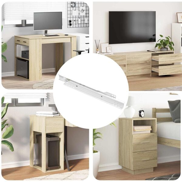 vidaXL Skuffeskinne 87 pcs Hvid St&aring;l