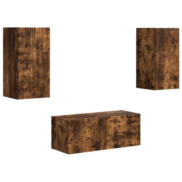 vidaXL TV-m&oslash;bels&aelig;t V&aelig;gmonteret 6 pcs R&oslash;get eg Konstrueret tr&aelig;