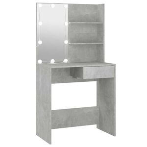 vidaXL makeupbord med LED-lys 74,5x40x141 cm betongr&aring;