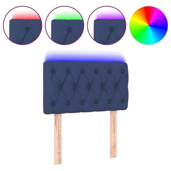 vidaXL sengegavl med LED-lys 80x7x78/88 cm stof bl&aring;