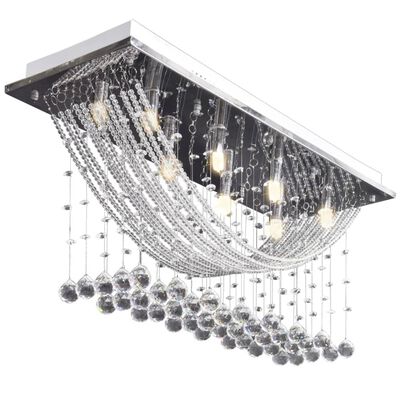 Hvid Loft Lampe med glitrende Glas Crystal Beads 8 x G9 29 cm