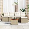 vidaXL Havesofa S&aelig;t med pude 6 pcs Beige polyrattan