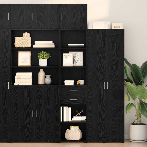 vidaXL Highboard med skuffe Sort eg 50 x 42,5 x 185 cm Konstrueret tr&aelig;