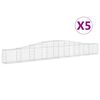 vidaXL buede gabionkurve 5 stk. 400x30x40/60 cm galvaniseret jern
