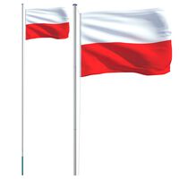 vidaXL Polen flag og flagstang 6,23 m aluminium